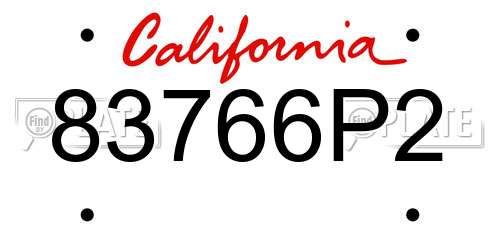 83766P2 California License Plate