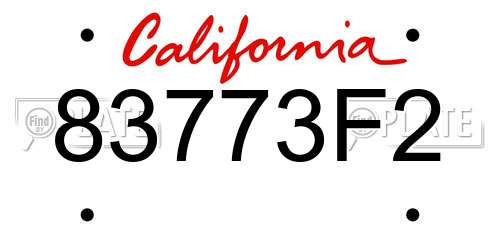 83773F2 California License Plate