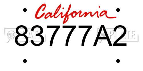83777A2 California License Plate