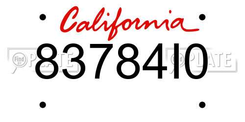 83784I0 California License Plate