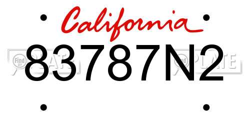 83787N2 California License Plate
