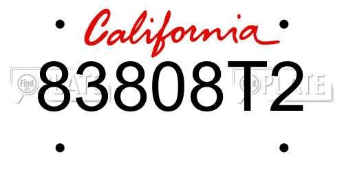 83808T2 California License Plate