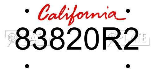 83820R2 California License Plate