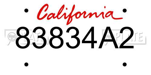 83834A2 California License Plate