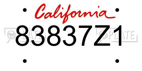 83837Z1 California License Plate