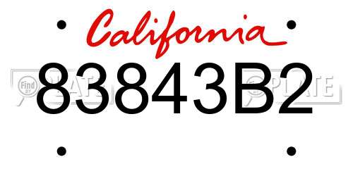 83843B2 California License Plate