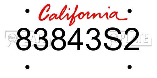 83843S2 California License Plate