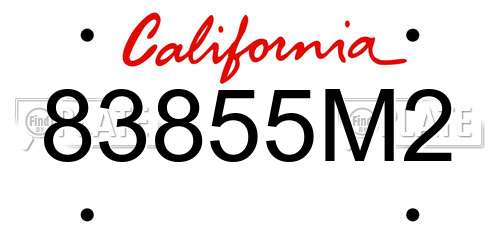 83855M2 California License Plate