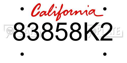 83858K2 California License Plate