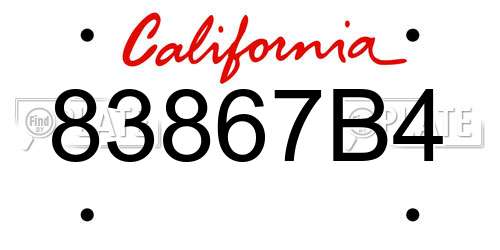 83867B4 California License Plate