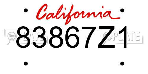 83867Z1 California License Plate