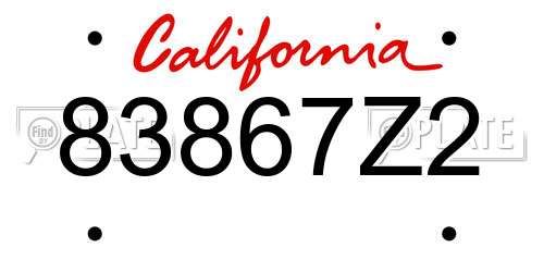 83867Z2 California License Plate