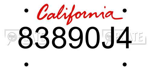 83890J4 California License Plate