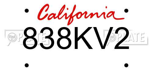 838KV2 California License Plate
