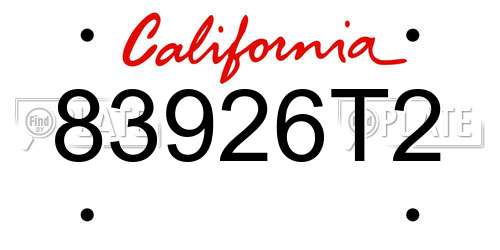 83926T2 California License Plate