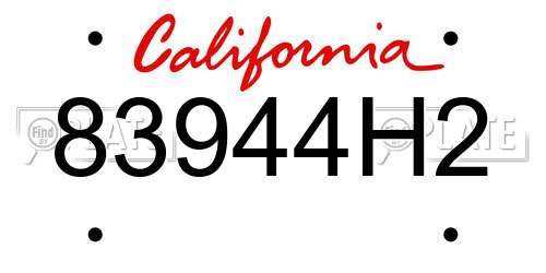 83944H2 California License Plate