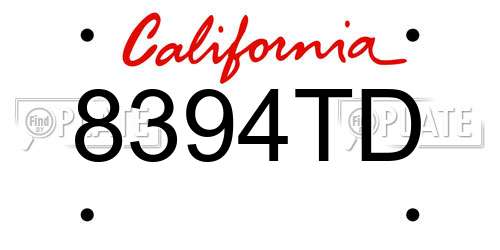 8394TD California License Plate