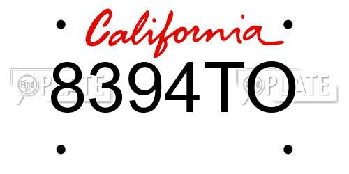 8394TO California License Plate