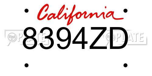 8394ZD California License Plate