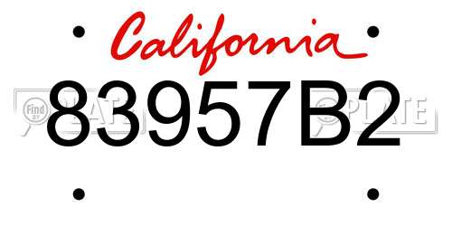 83957B2 California License Plate