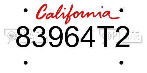 83964T2 California License Plate