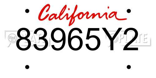83965Y2 California License Plate