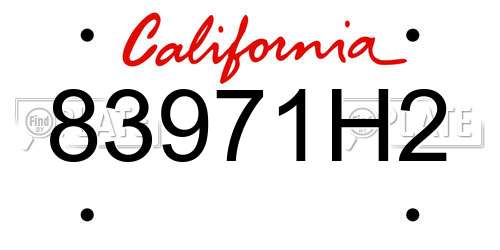83971H2 California License Plate