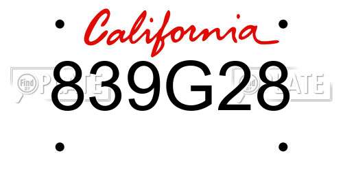 839G28 California License Plate