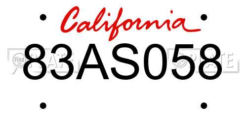 83AS058 California License Plate