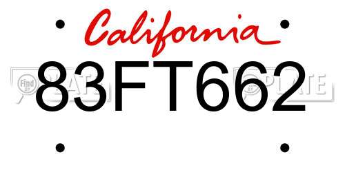 83FT662 California License Plate