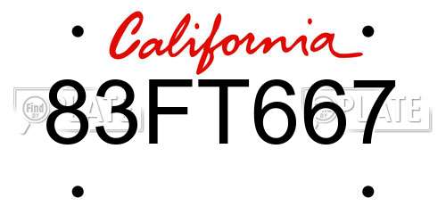 83FT667 California License Plate