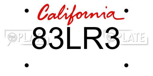 83LR3 California License Plate