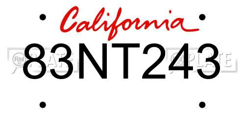 83NT243 California License Plate