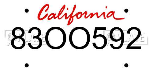 83OO592 California License Plate