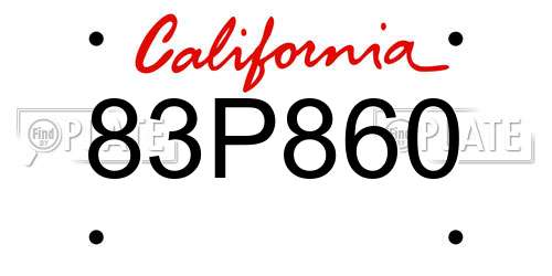 83P860 California License Plate