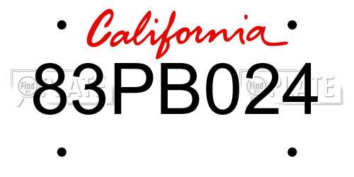 83PB024 California License Plate