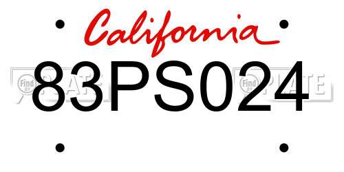 83PS024 California License Plate
