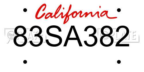 83SA382 California License Plate