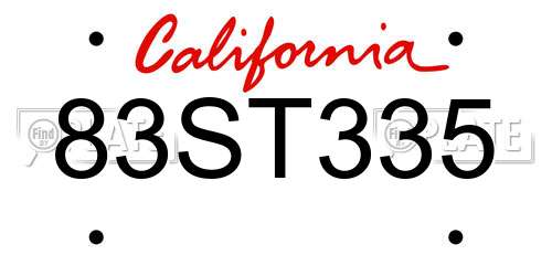 83ST335 California License Plate