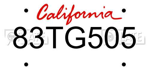 83TG505 California License Plate