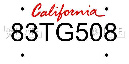 83TG508 California License Plate