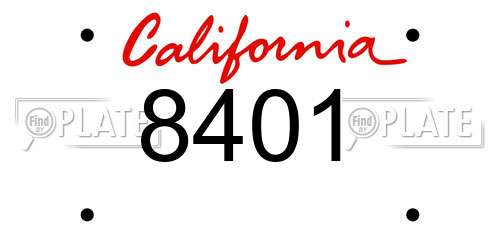 8401 California License Plate