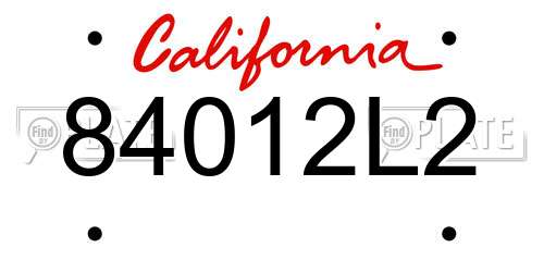 84012L2 California License Plate