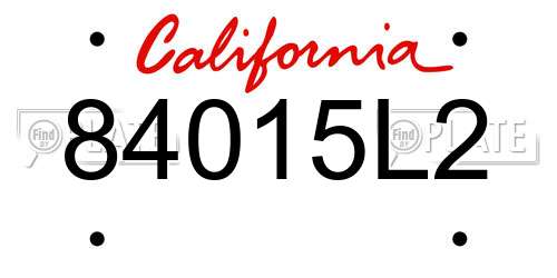 84015L2 California License Plate