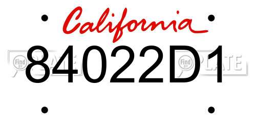 84022D1 California License Plate