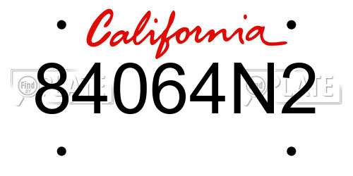 84064N2 California License Plate