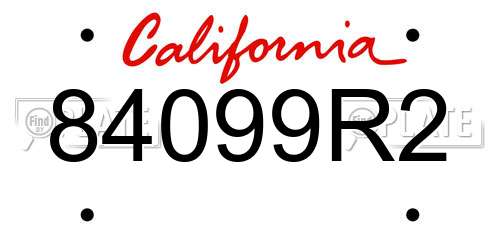 84099R2 California License Plate