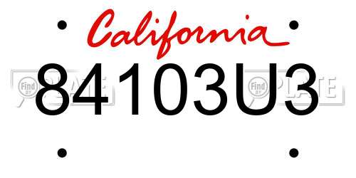 84103U3 California License Plate