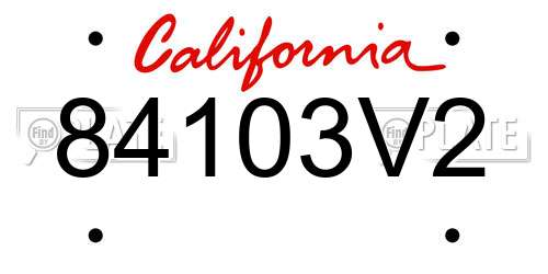84103V2 California License Plate