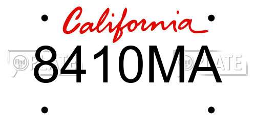 8410MA California License Plate